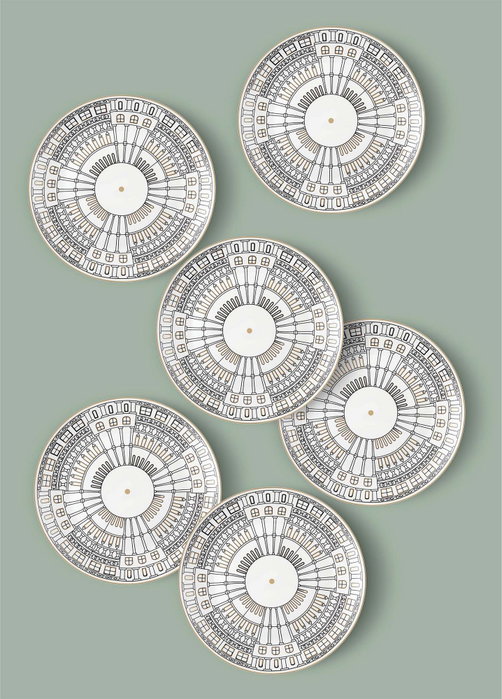 Hermia DNR0080 Juego de Platos de Servicio Porcelana Blancos 27 cm 6 Piezas